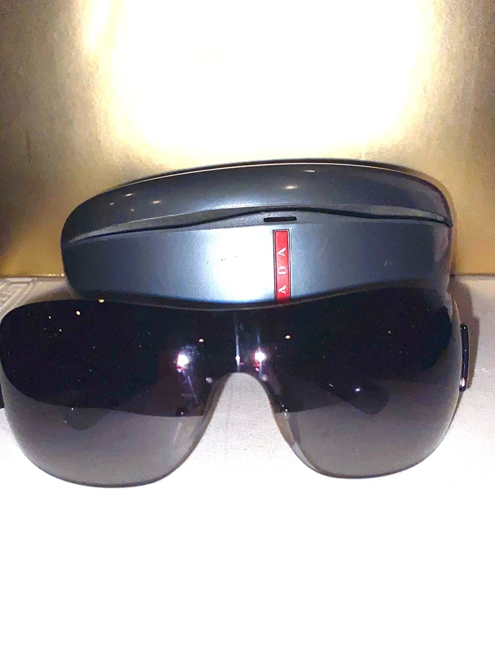 Ada Black Shield Sunglasses with Gray Case